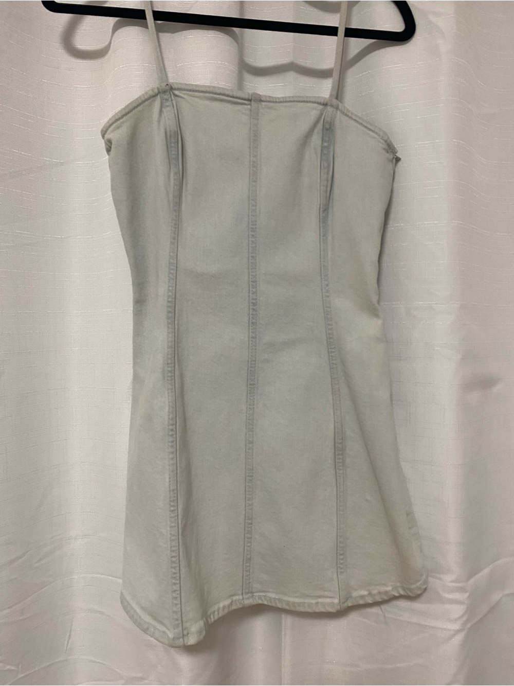 Zara Slim-Strap Light Gray Denim Mini Dress